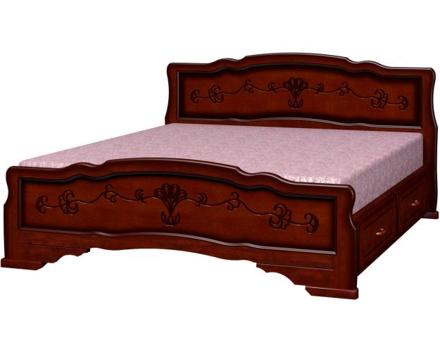 Кровать Карина-6 с ящиками из массива сосны 900*2000 Дуб Молочный